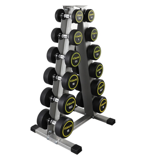 康強商用包膠啞鈴固定啞鈴健身房專用 6付啞鈴組（含啞鈴、啞鈴架）