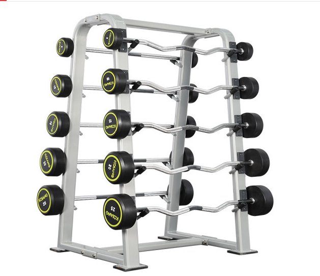 康強杠鈴組直杆、曲杆包膠固定式杠鈴健身房專用 杠鈴組合